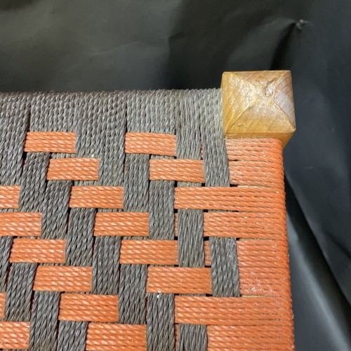 Vintage Retro Rope Rush Rattan Style Small Wooden Foot Stool Woven Top Weaved - Picture 16 of 23