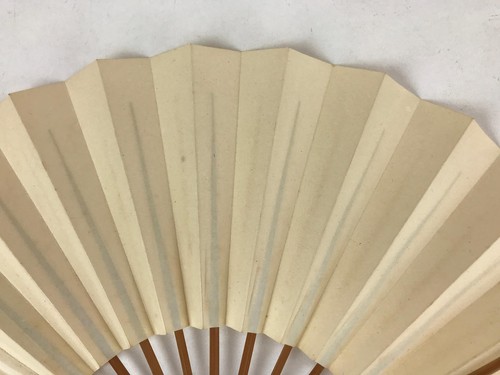 Japanese Folding Fan Sensu Vtg Bamboo Frame Simple Blank White 4D736 - Picture 4 of 8