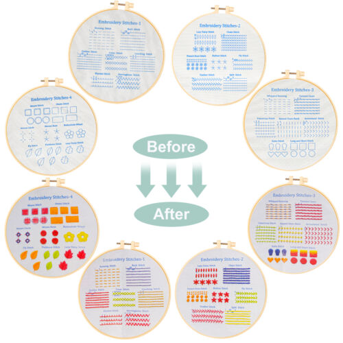 4 Set Beginner Embroidery Kit Art Craft Sewing Set DIY Cross Stitch Starter - Picture 3 of 6