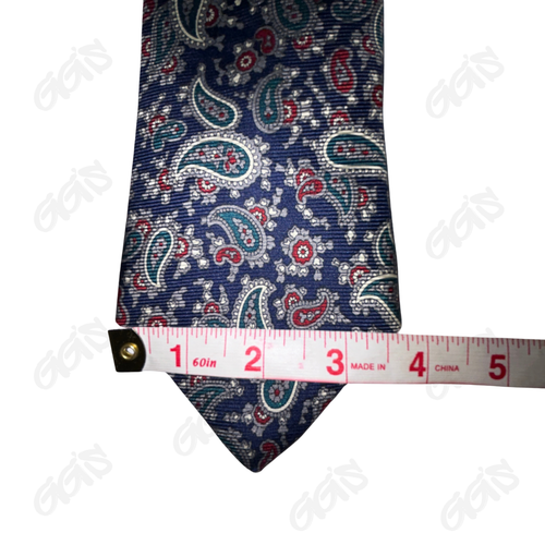 Halston Tie Men L 56.5” W 3.75” Blue Paisley 100% Silk Jacquard Made in USA - Picture 4 of 7
