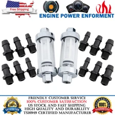 2Pc Fuel Filter Inline Clearview Universal Fittings 1/4" 5/16" 3/8" 6mm/8mm/10mm