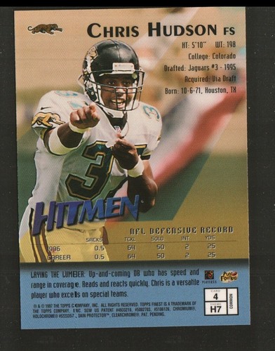 1997 Topps Finest #4 - Chris Hudson - Jacksonville Jaguars 97-515 - Picture 2 of 2