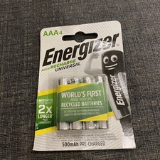 1 X 4 Pack Energizer AAA Recharge Universal 500mAh NiMH Pre-Charged Batteries