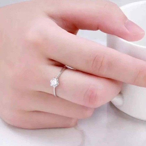 Minimalist Size 6 Ring 925 Sterling Silver Round Cubic Zirconia Ships from OK - Picture 2 of 6