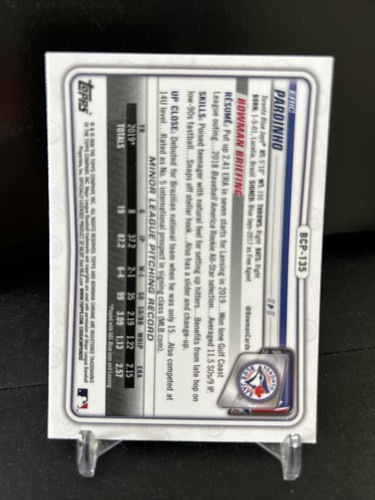 2020 Bowman Chrome Prospects Eric Pardinho Toronto Blue Jays BCP-135 - Picture 2 of 2