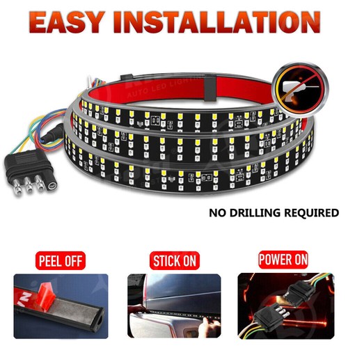 60 inch Triple ROW LED Car Truck Tailgate Light Rear Strip For Chevrolet Chevy - Picture 6 of 21