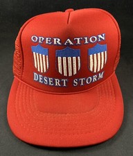 Vintage 1990s Operation Desert Storm U.S. Military Snapback Mesh Trucker Cap Hat