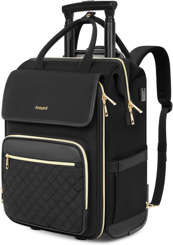Rolling Backpack for Women, Travel Rolling Laptop Backpack with Wheels, Vertical - Picture 10 of 12