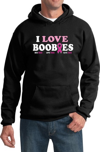 Herren Hoodie Breast Cancer Awareness Shirt I Love Boobies - Bild 2 von 17