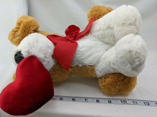 Dan Dee Dog Plush 11 Inch Brown White Be Mine Heart Stuffed Animal Toy - Picture 8 of 8