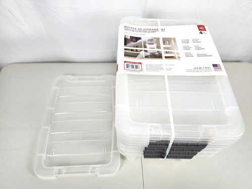 Juego de caja de almacenamiento con hebilla IRIS - transparente, 12,9 cuartos de galón, paquete de 4 contenedores utilitarios - Imagen 2 de 8