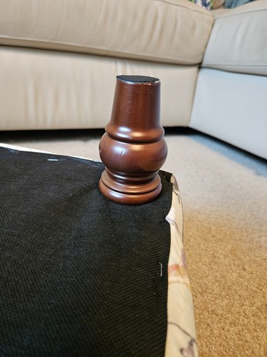 NEW/Handmade Footstool - designer velvet floral fabric & turned dark wood legs - Picture 5 of 6