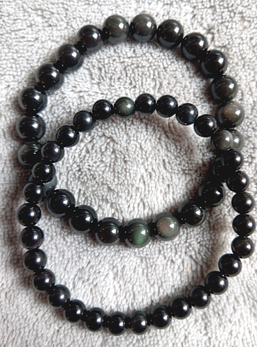 black obsidian bracelet crystal healing natural stone. Protection jewellery - Picture 3 of 9