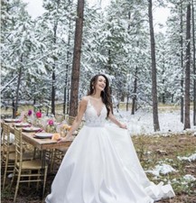 Cathedral length Train Wedding Dress-Size 10 Ballgown with pockets- NEVER worn