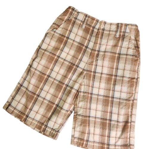 UP Urban Pipeline Shorts Boys 14 Brown Plaid Adjustable Waistband - Picture 1 of 9