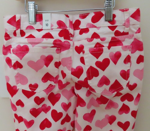 NWT Children's Place Pants Girls' Size 10 White w Red & Pink Hearts - Picture 6 of 11