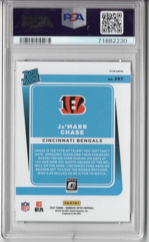 2021 PANINI DONRUSS OPTIC HOLO VARIATION JAMARR CHASE #207 ROOKIE RC PSA 9 MINT - Picture 2 of 2