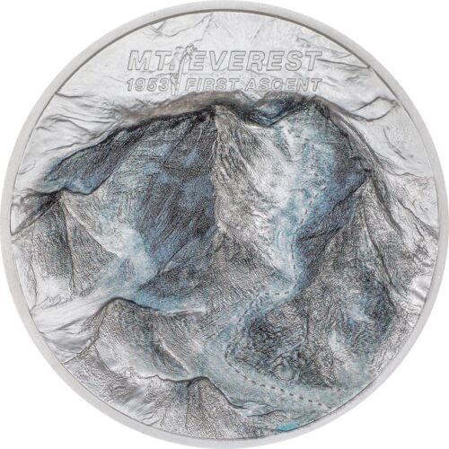 Cook Islands 10 dollars 2023 First Ascent MOUNT EVEREST 2 oz silver coin proof - Picture 2 of 4