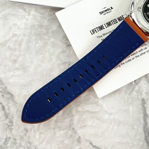 Shinola Classic Runwell 47MM Blue Dial with Brown Band Men's Quartz Watch - Picture 10 of 10