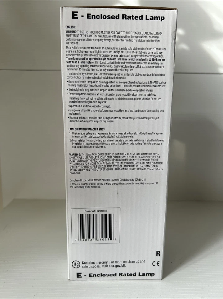 Westinghouse ED28 Mogul Base 250W Metal Halide HID Grow Bulb Lamp #37021 NEW NIB - Image 2 of 4