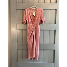 All in Favor Midi Pale Pink Faux Wrap Dress Size XS NEW
