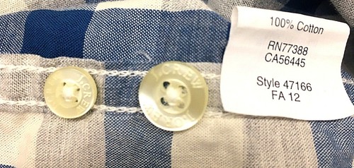 J.CREW | L/S Button Down MED | Blue +White | Checkered Plaid | Cotton | VTG BARN - Picture 7 of 7