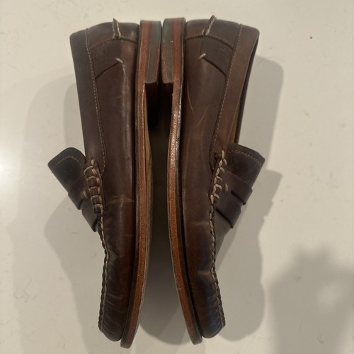 Ernest Hemingway Tobacco Brown Leather Slip On Penny Loafers Moc Toe Shoes 8 M - Picture 11 of 12