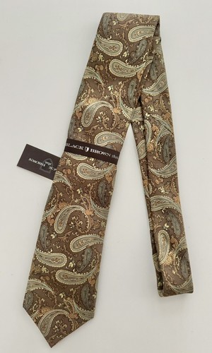 Neu mit Etikett schwarzbraun 1826 Lord und Taylor Paisley braune Seidenkrawatte