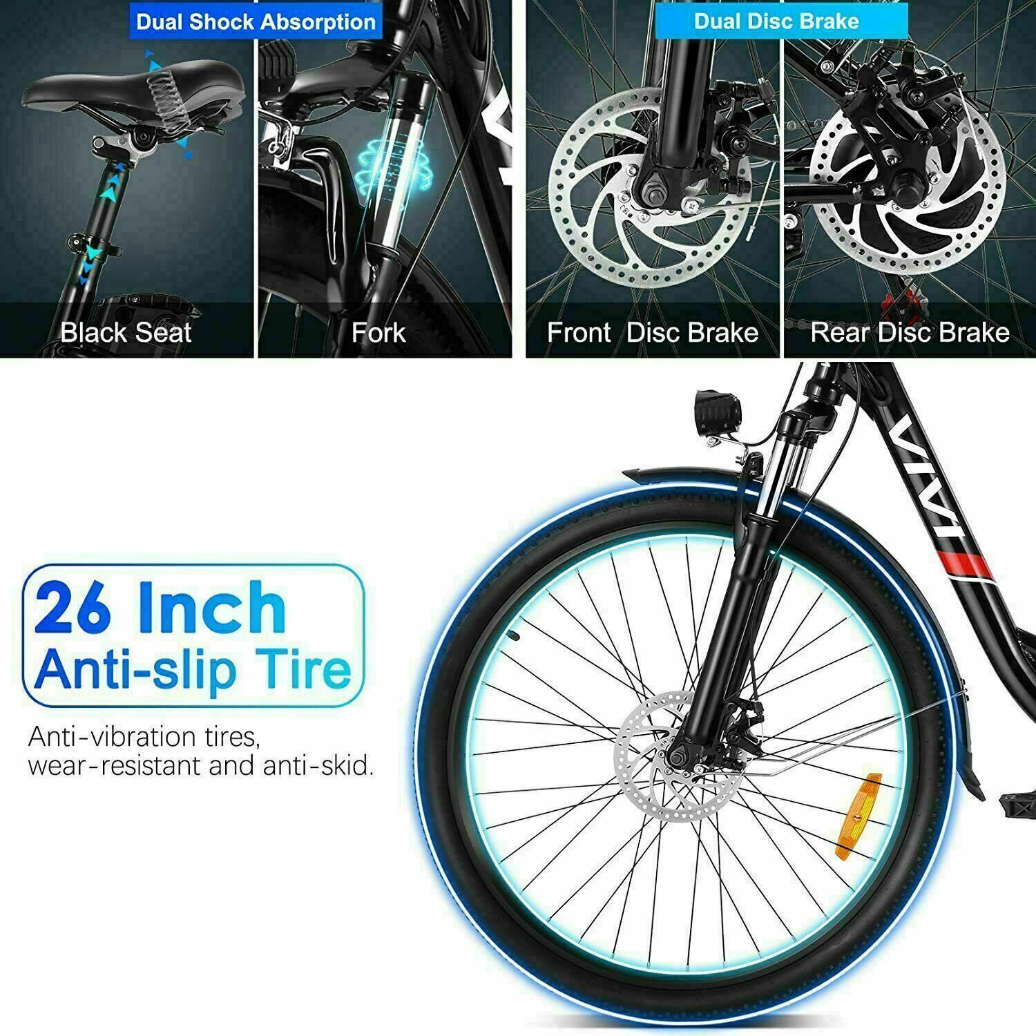 Details zu  Elektrofahrrad E-Bike E Mountain bike 20/26Zoll E City bike 21-Gänge Ebike-Damen Klassischer Supergewinn