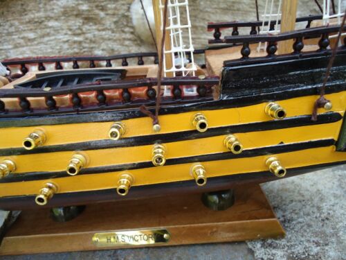 H.M.S Victory Model Ship On Stand Made From Wood Detail War Ship Royal Navy m - Picture 11 of 12