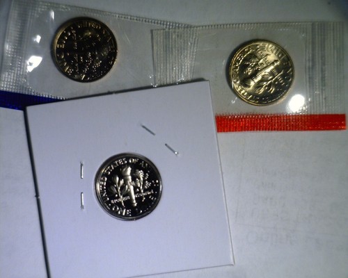 1987 pds Roosevelt dimes unc in mint cello and proof - Picture 2 of 2