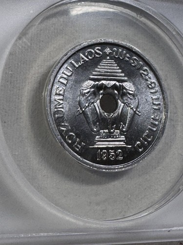 1952 Laos 20 Cents Graded MS 64 by ANACS - Picture 2 of 8