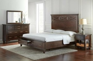 Details About 4pc Contemporary Queen Bedroom Set Dresser Mirror Ns Storage Drawer Panel Bed