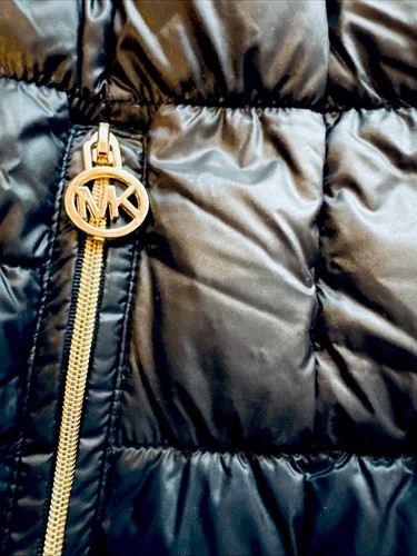 Michael Kors Down Puffer Vest Women’s XS Gold Logo Full Zip Preppy Ski - Picture 6 of 9