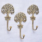 Tree Design Vintage Style Brass Heavy Duty Coat Rack Wall Hooks Pack of 3 Pcs