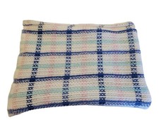 Vintage 100 Cotton Blanket Cotton Baby Blanket Plaid Stripes Open Weave