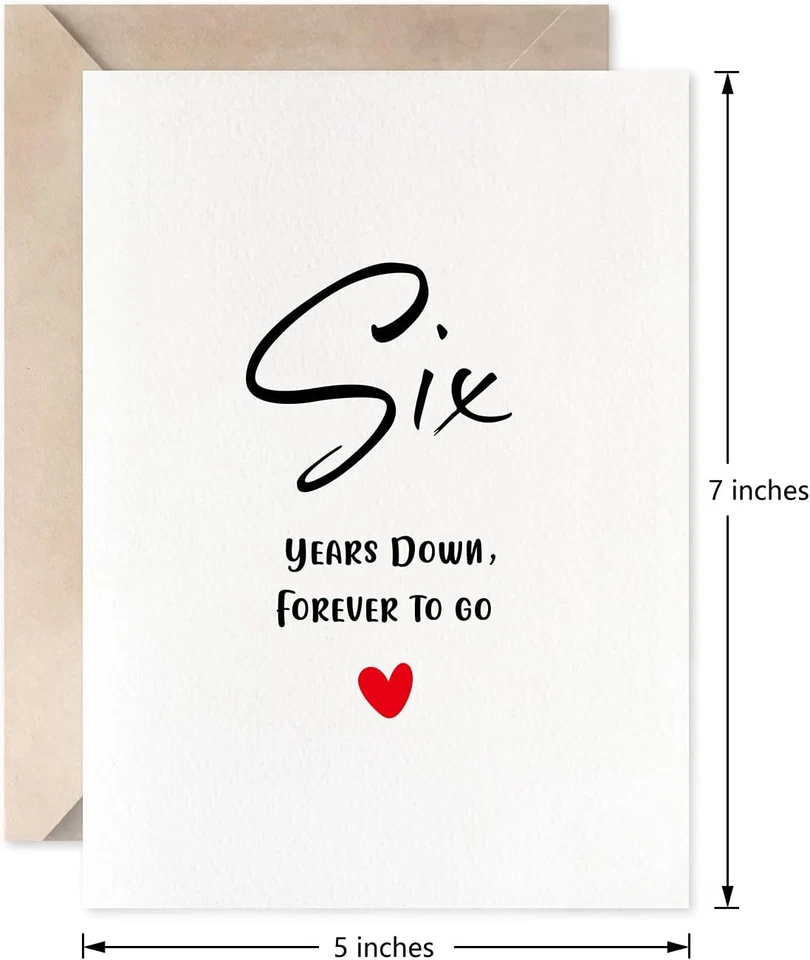 Cartão de 6º aniversário, seis anos para sempre, romântico dia dos namorados casamento - Imagem 4 de 4