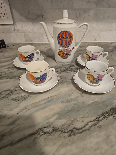 Children’s Porcelain Tea Set Neiman Marcus W. Germany Hot Air Balloon Animal VTG