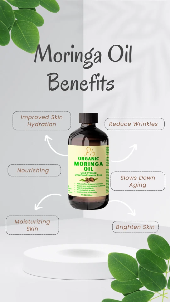 Organic Cold-Pressed Moringa Oil for Skin, Hair & Body - Anti-Aging, Face Oil - image 2 of 4