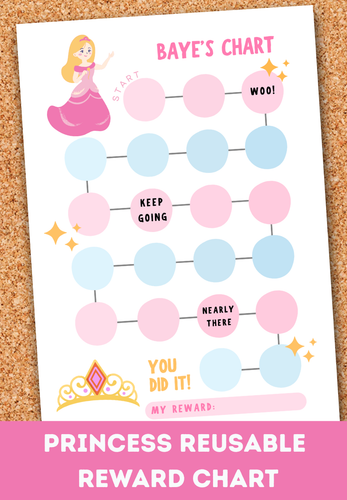 Personalised Princess Good Behaviour Reward Chart Reusable A4 Chore Print Girls - Picture 2 of 2