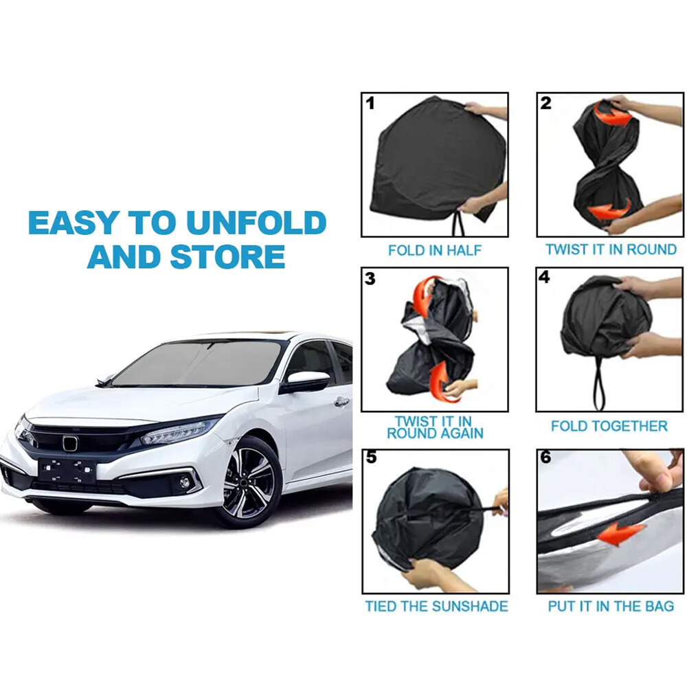 JJMY Windshield Sun Shade Foldable Sun Visor Blocks UV For Honda Civic 2016-2021