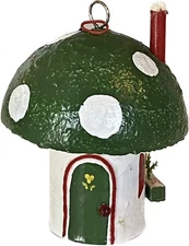 Vintage Retro MCM Green Paper Mache Groovy Mushroom House Ornament Artist Signed