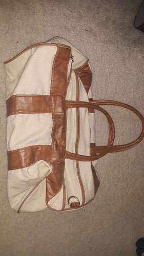 RARE VINTAGE WILSON GYM TOTE BAG CANVAS LEATHER TAN & BROWN 1970s RETRO YOGA - Picture 11 of 11