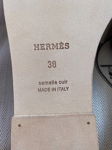 HERMES HORAN SANDALEN ETOUPE EPSOM LEDER FLIP FLOPS SCHUHE FLACHE SLIDES 38 - Bild 11 von 11