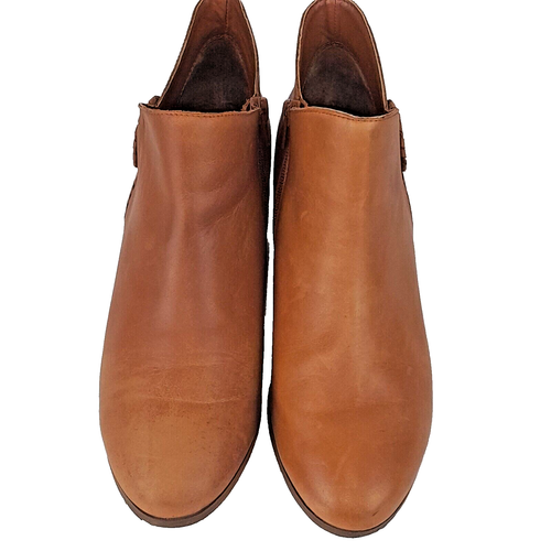 Jack Rogers Ankle Boots Womens 9 M Brown Leather Medallion Peyton Whipstitch Zip - Picture 2 of 13