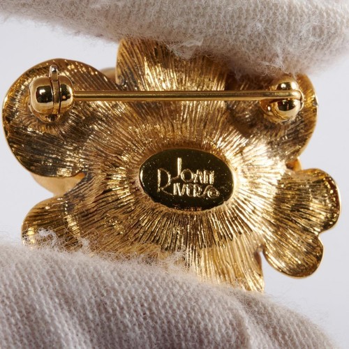 Joan Rivers Gold Tone Iridescent Enamel Flower Rhinestone Statement Pin Brooch - Picture 7 of 8