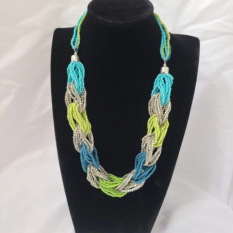 Susan Graver Necklace Turquoise/Green Multi-Stranded Beaded w/ Box - Image 2 of 4