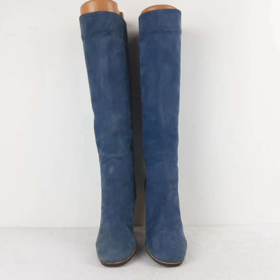 Sergio Rossi Women's VTG made in I Italy Blue Suede Knee High Boots EU35 US4,5 - Image 3 of 4