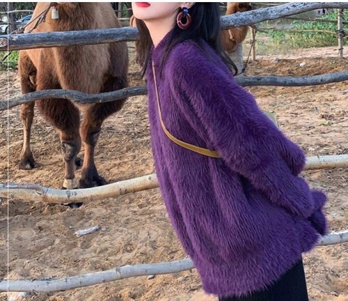 Invierno Para mujeres Moda Angora Cachemira Cálido Suéter Esponjoso Difuso Peluche Jumper Lo último - Imagen 20 de 21