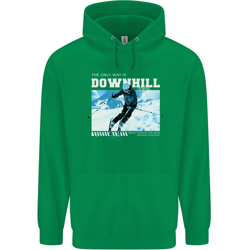 The Only Way is Downhill Skiing Ski Skier Childrens Kids Hoodie - Picture 47 of 84